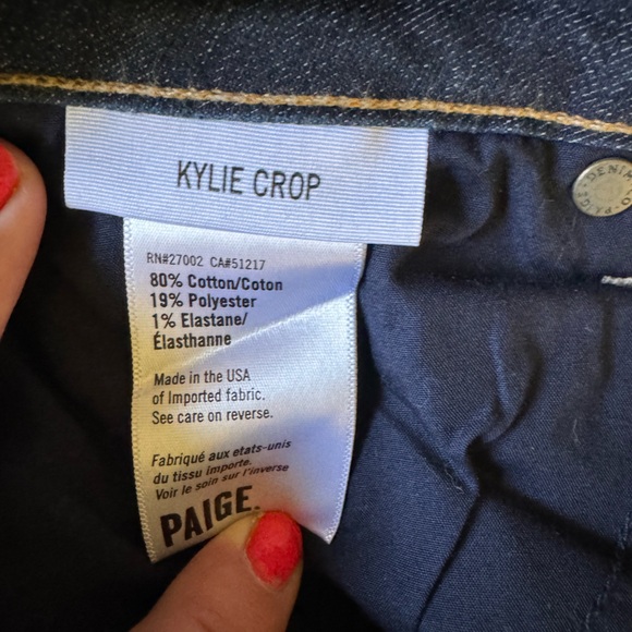 PAIGE Kylie Crop. Women’s, Blue, Dark Wash, Distressed, Zip Up, Jeans. Size 27 - Picture 4 of 10